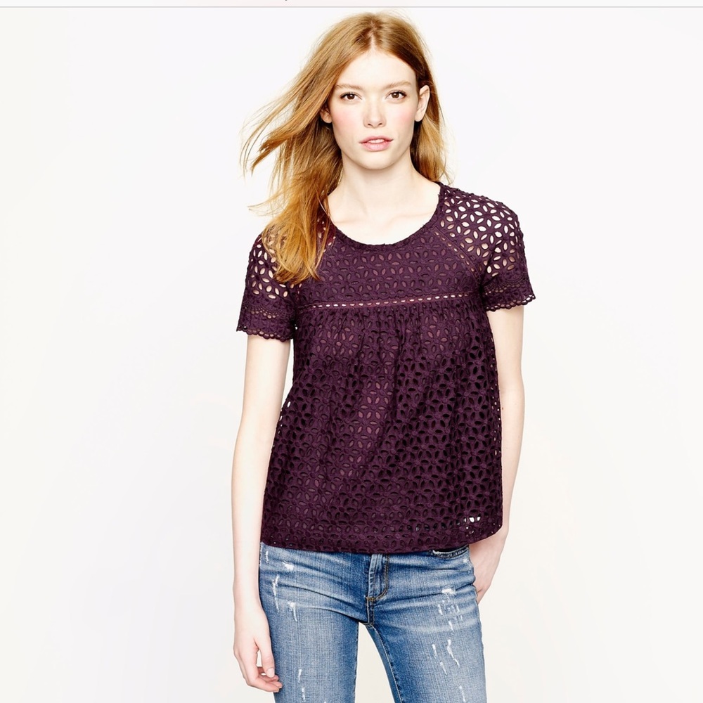 J Crew Eyelet Lace Top